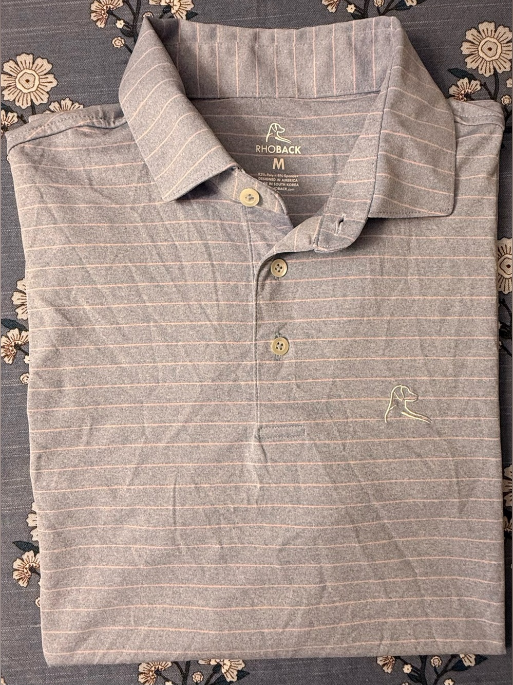 Rhoback The Birdie Performance Polo – Men’s Size L – Purple/Pink Striped – EUC